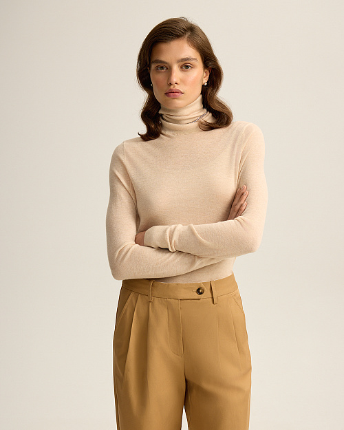 Хлопковые брюки чиносы с отворотами, карамельный бежевый