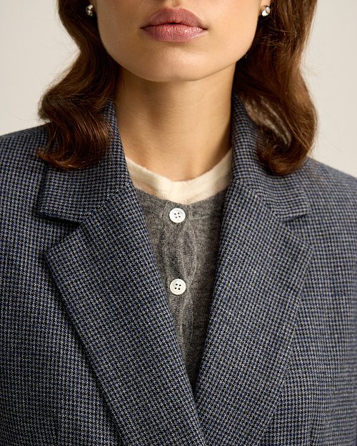 Твидовый жакет прямого кроя, синий