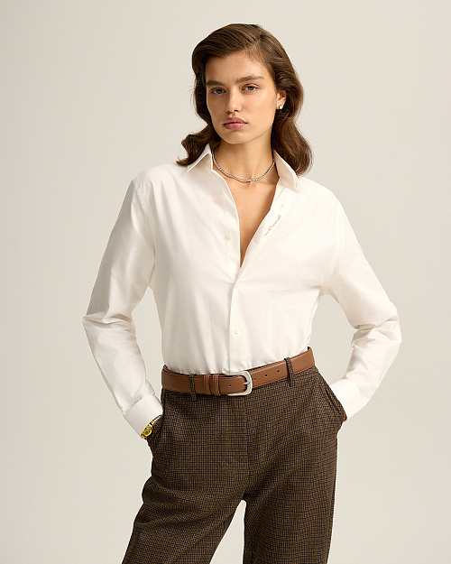 Рубашка из 100% хлопка, молочный