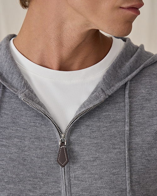 Вязаный худи на молнии Unisex, из шерсти мериноса, серый