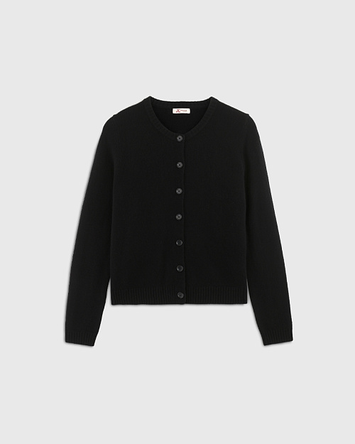 Шерстяной кардиган на пуговицах, черный