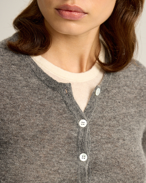 Шерстяной лонгслив на пуговицах, с эффектом многослойности, серый меланж