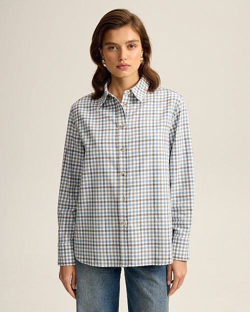 Клетчатая рубашка из плотного хлопка, голубой