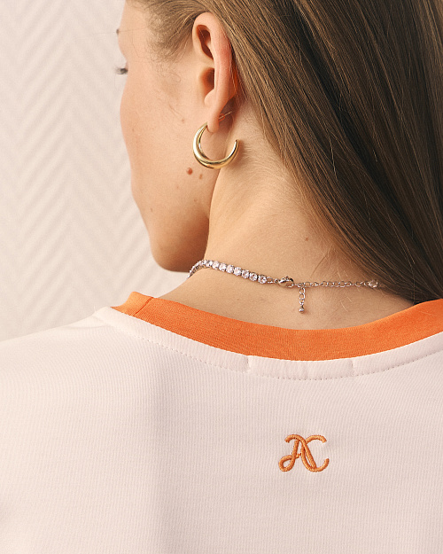 Футболка приталенного кроя, белый, оранжевый