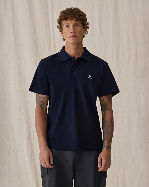 Футболка поло прямого кроя, синий