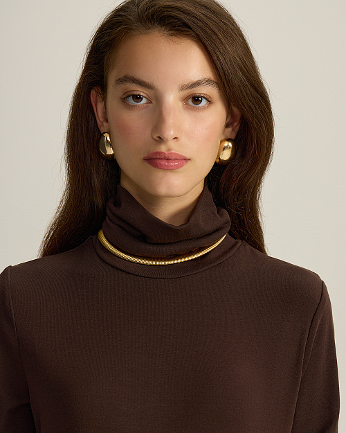 Водолазка из модала с шерстью, коричневый