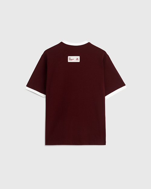 Футболка Unisex, Abrau Club x Первый план, бордовый с белым
