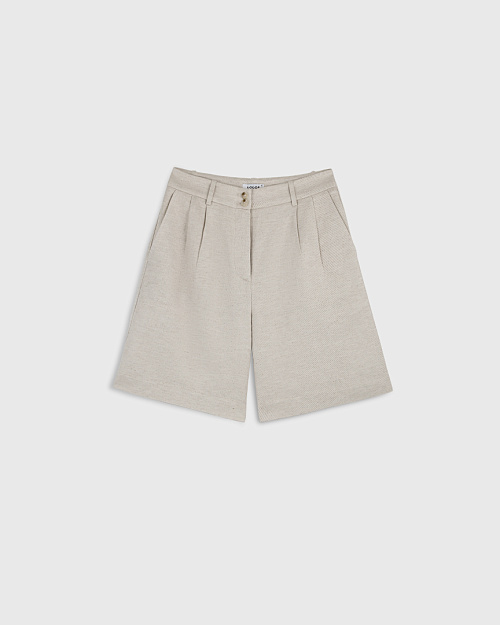 Шорты бермуды из вискозы и льна, бежевый