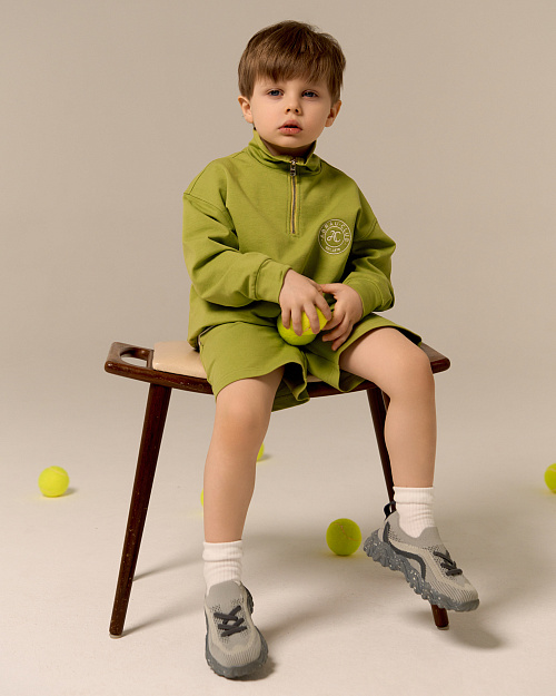 Детский свитшот Unisex с воротом на молнии, зеленый