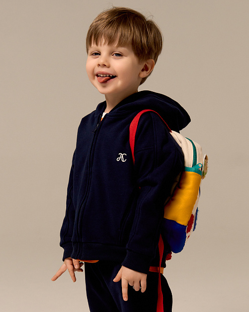 Детская толстовка Unisex с капюшоном, на молнии, синий