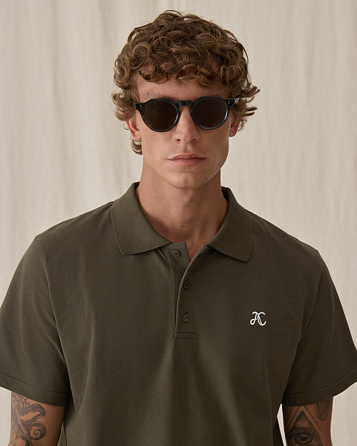 Футболка поло прямого кроя, хаки