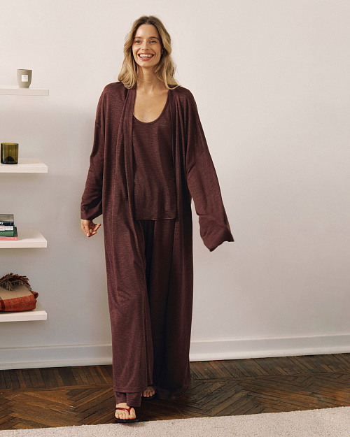 Свободная майка с вырезом, горький шоколад