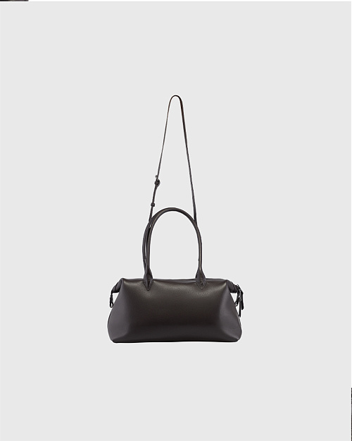 Объемная сумка из натуральной кожи, коричневый шоколадный