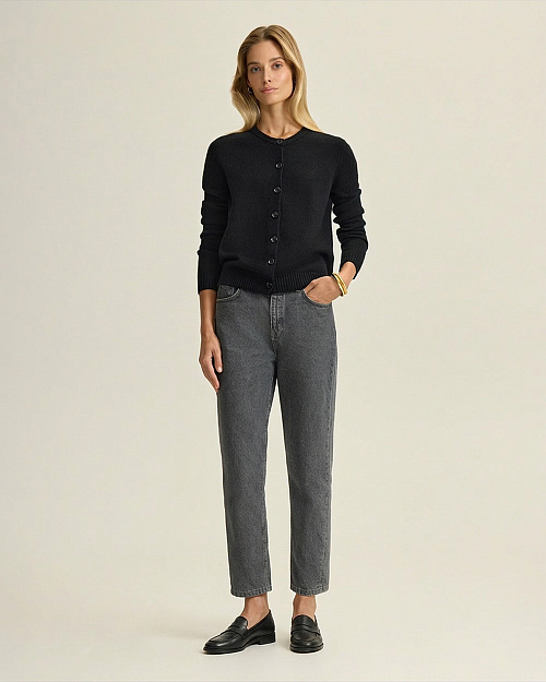 Джинсы Mom Fit с высокой посадкой, серый