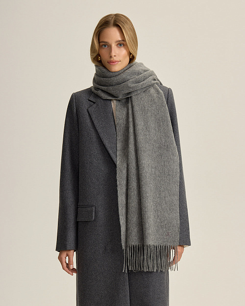 Палантин из шерсти, серый меланж