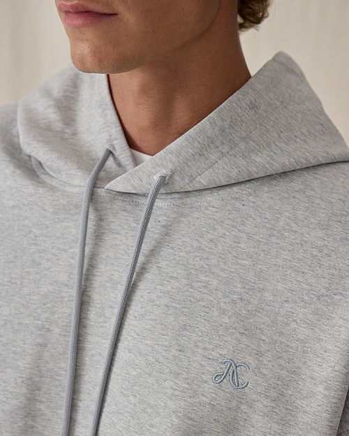 Мужская толстовка худи, серый меланж