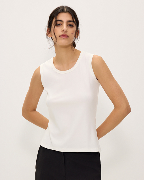 Хлопковая майка в рубчик, белый