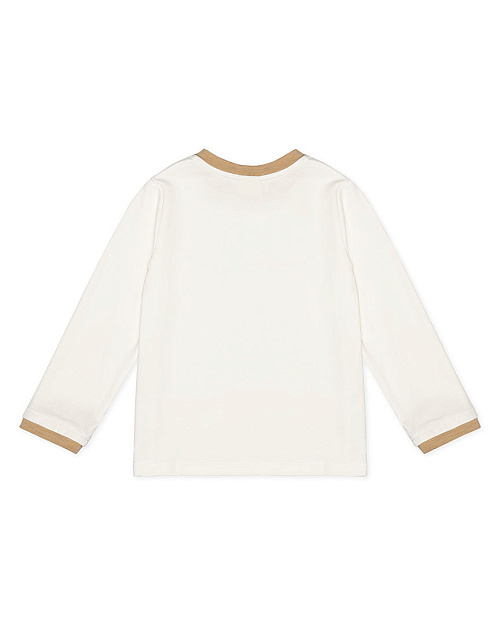 Лонгслив детский Unisex из хлопка с контрастным воротником, бежевый