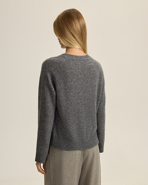 Джемпер из кашемира и шелка, серый меланж