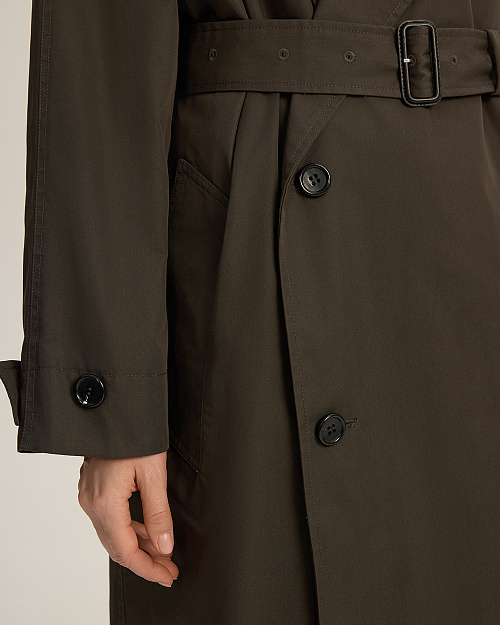 Двубортный оверсайз тренч, хаки