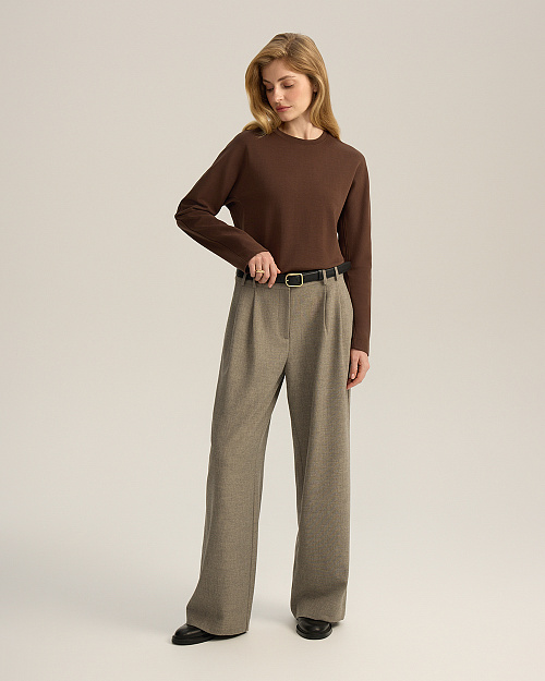 Лонгслив с цельнокроеным рукавом, коричневый