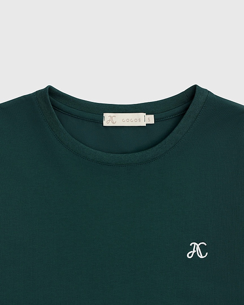 Оверсайз футболка Unisex, с принтом и вышивкой, из 100% хлопка, зеленый