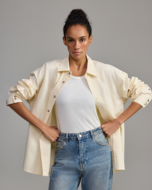 Рубашка Unisex из 100% хлопка, молочный