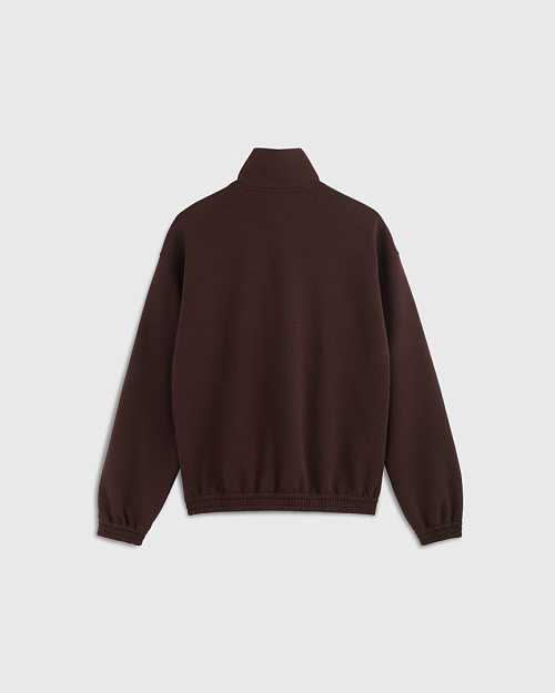 Свитшот с воротом на молнии, коричневый шоколадный