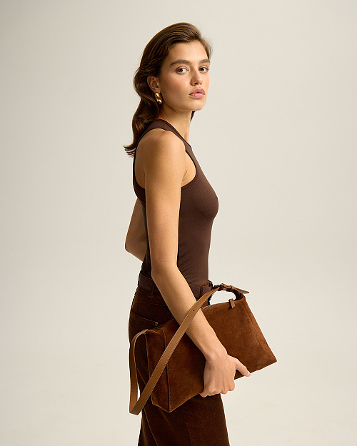 Сумка из натуральной замши, светло-коричневый