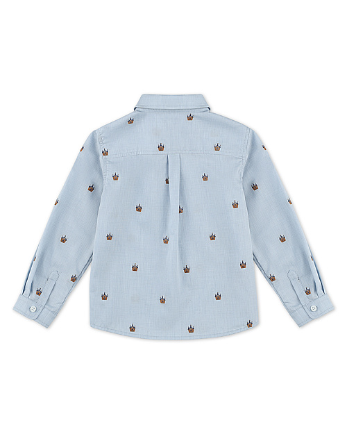 Детская рубашка Unisex из хлопка с вышивкой, голубой