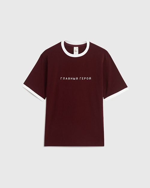 Футболка Unisex, Abrau Club x Первый план, бордовый с белым