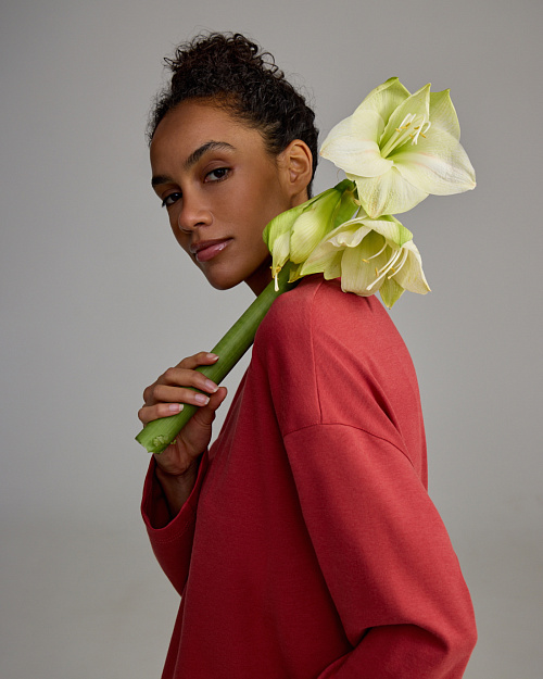 Хлопковый лонгслив Unisex, красный