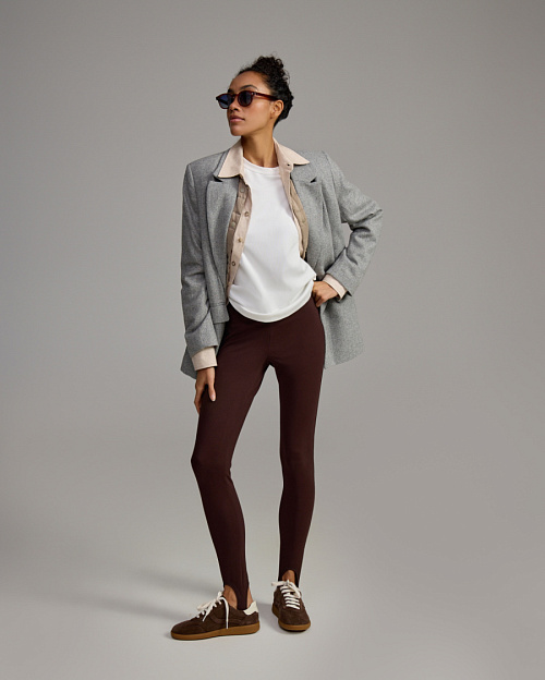 Легинсы со штрипками, коричневый