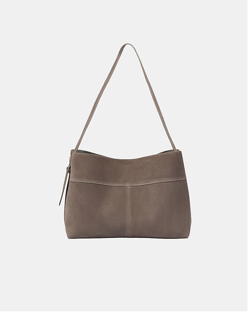 Сумка шопер из натуральной замши, серо-коричневый