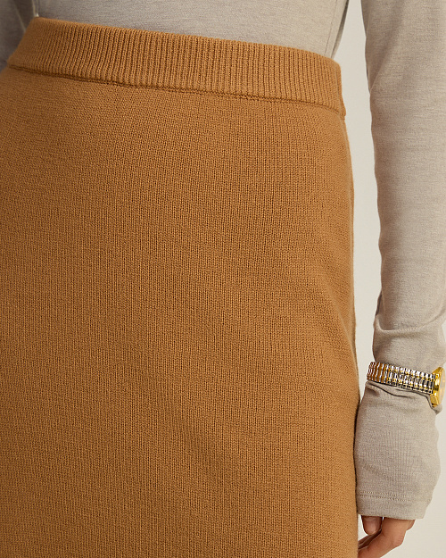 Вязаная юбка миди из 100% шерсти мериноса, карамельный