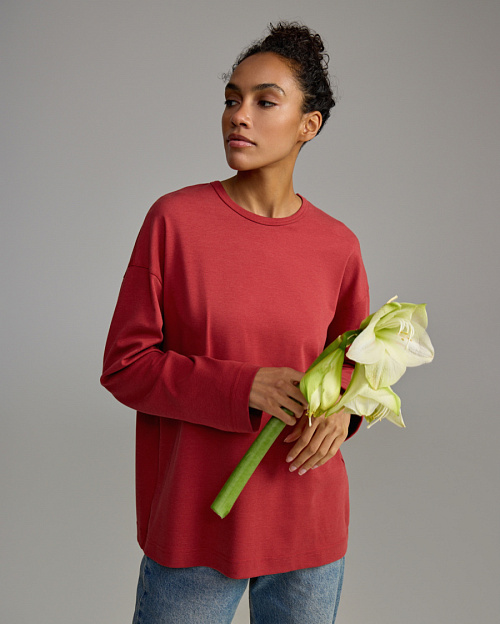 Хлопковый лонгслив Unisex, красный