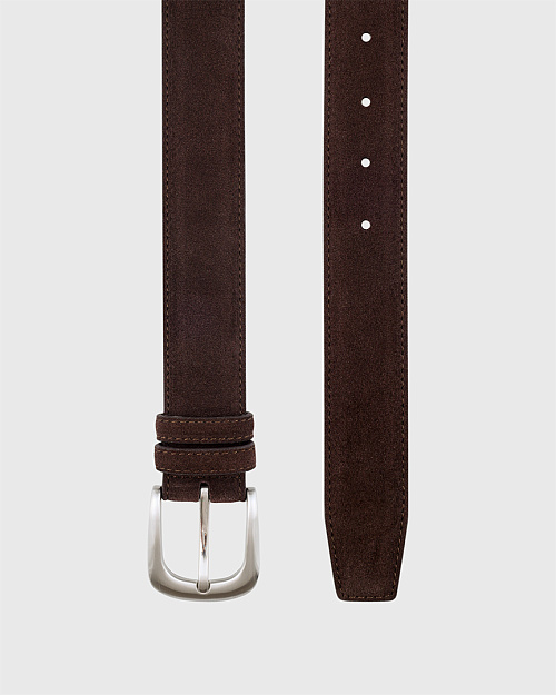 Ремень из натуральной замши, темно-коричневый