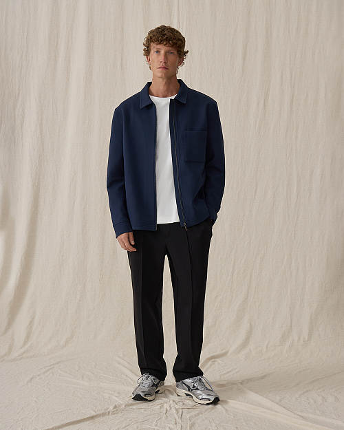 Мужская куртка из футера, на молнии, синий