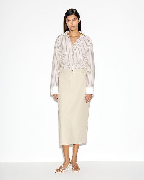 Прямая юбка из хлопкового денима, светло-бежевый