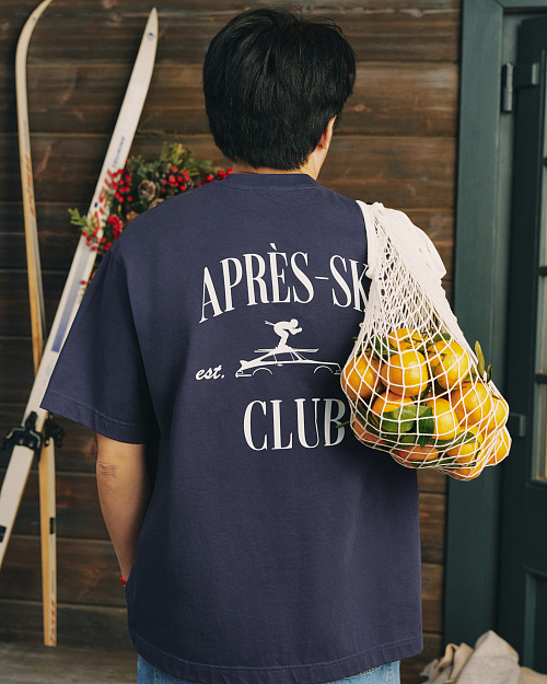 Хлопковая футболка Unisex с принтом и вышивкой, синий