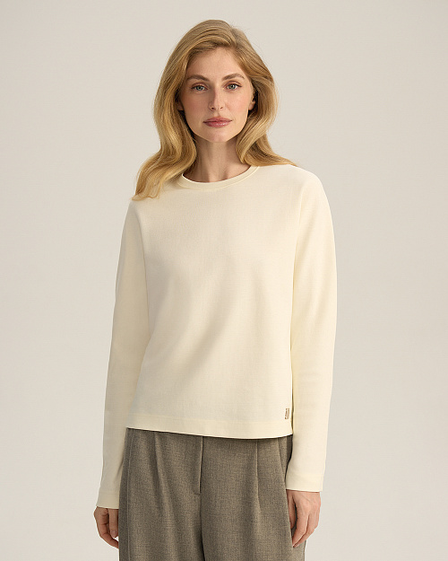 Лонгслив с цельнокроеным рукавом, молочный