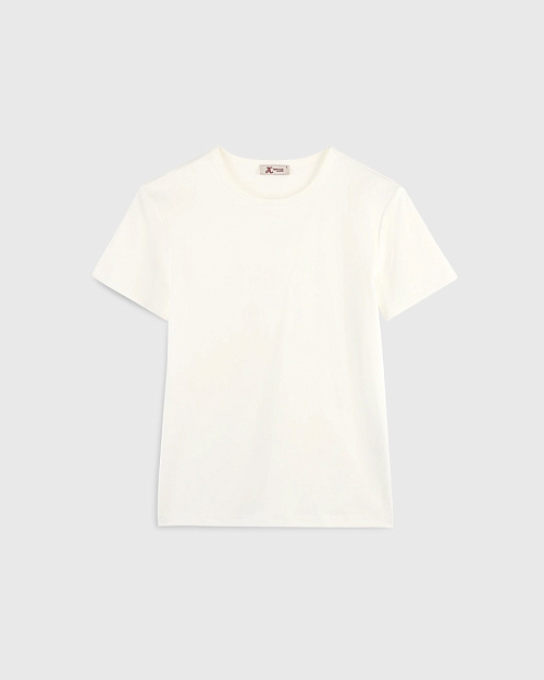 Базовая футболка из хлопка и спандекса, молочный