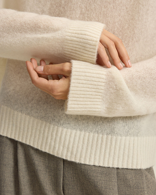 Джемпер из кашемира и шелка, молочный