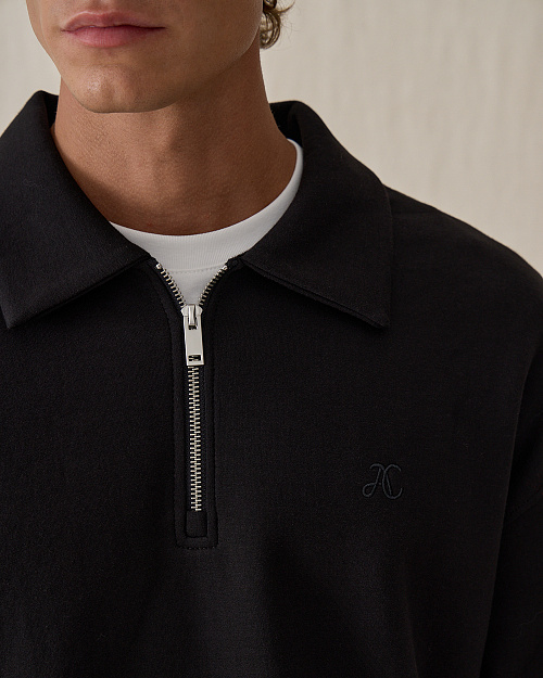 Мужской свитшот-поло, черный