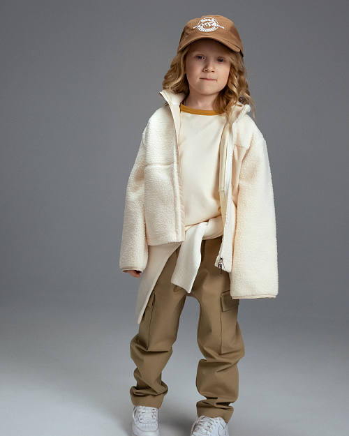 Детская куртка Unisex из флиса с меховым эффектом, молочный