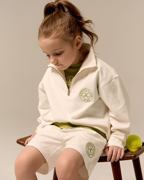 Детский свитшот Unisex с воротом на молнии, белый