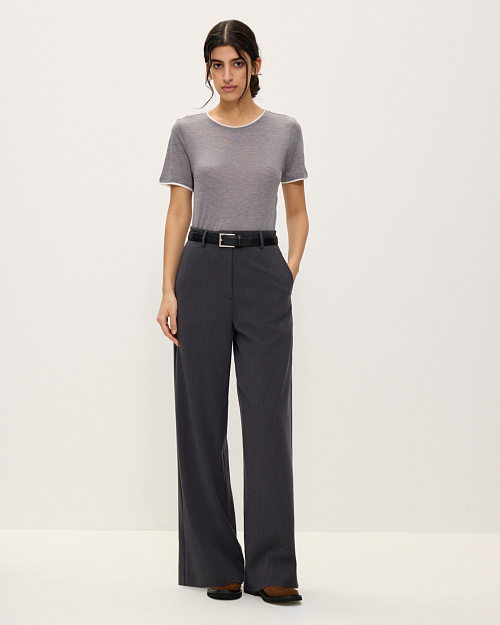 Классические брюки прямого кроя, серый графитовый