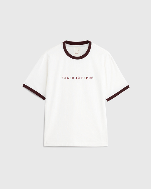 Футболка Unisex, Abrau Club x Первый план, белый с бордовым