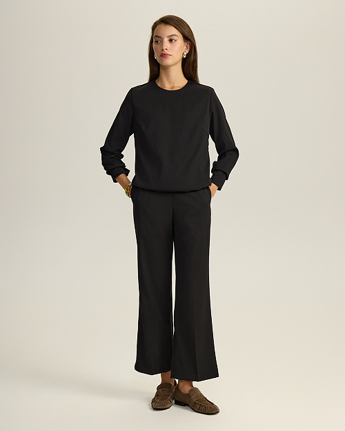 Расклешенные брюки, черный