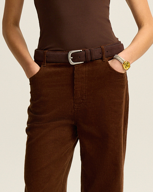 Ремень из натуральной замши, темно-коричневый